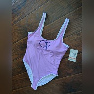 NWT OP Ocean Pacific lavender purple and white one piece swimsuit Size XL